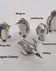Penguins Sculpture - Sterling Silver Group