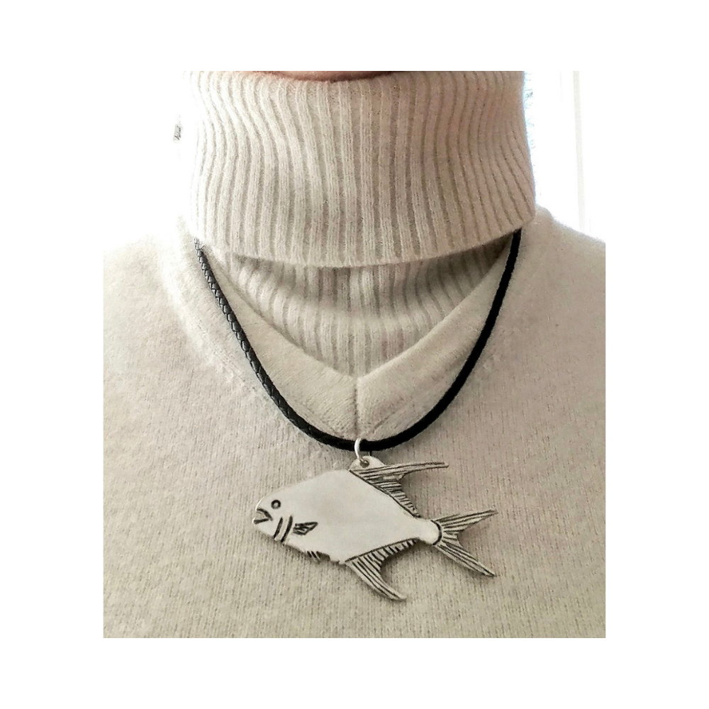 Large Sterling Silver Permit Necklace